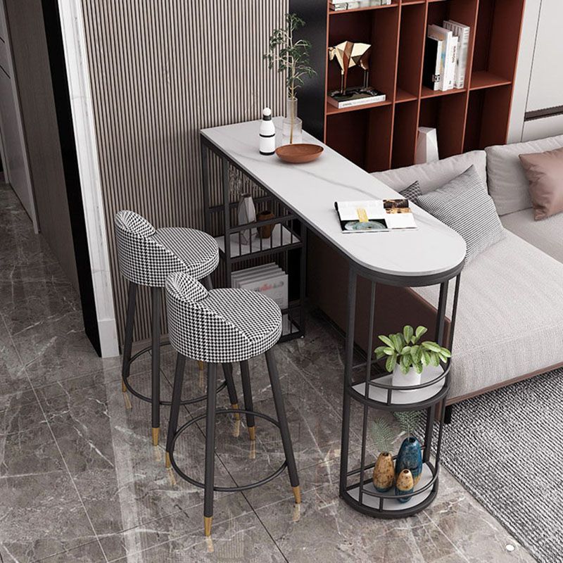 Glam Style Cocktail Bar Table 42-inch Height Metal Base Bar Storage Table