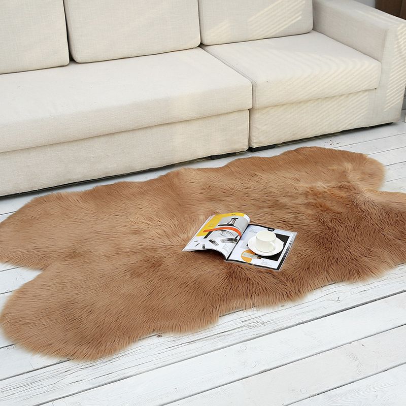 Shaggy Plain Rug Multi-Color Scandinavian Carpet Faux Fur Machine Washable Non-Slip Backing Pet Friendly Rug for Home