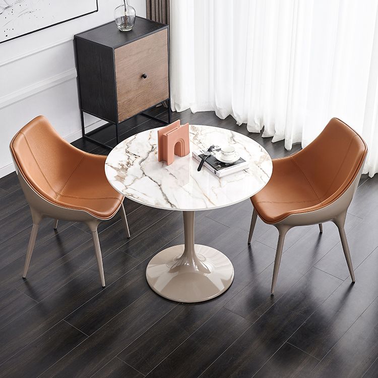 Sintered Stone Modern DiningRoomTableSet with Round Table and Pedestal Base Dinette Set