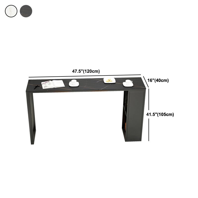 Rectangle Bar Height Pub Table Storage Shelf Sintered Stone Bistro Table
