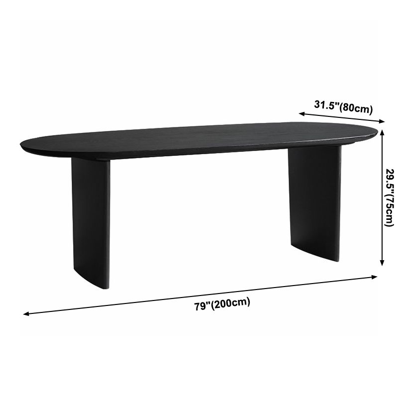 Solid Wood Contemporary Oval Dining Table Black Wood Top Table for Dining Room