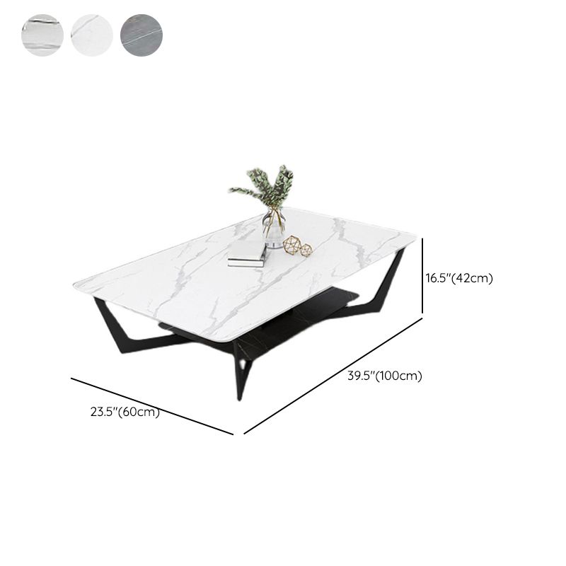 Cross Legs Slate Coffee Table Shelf Included Simple Single Cocktail Table