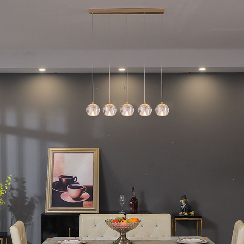 Simplicity Globe Pendant K9 Crystal Dining Room Hanging Ceiling Light in Brass