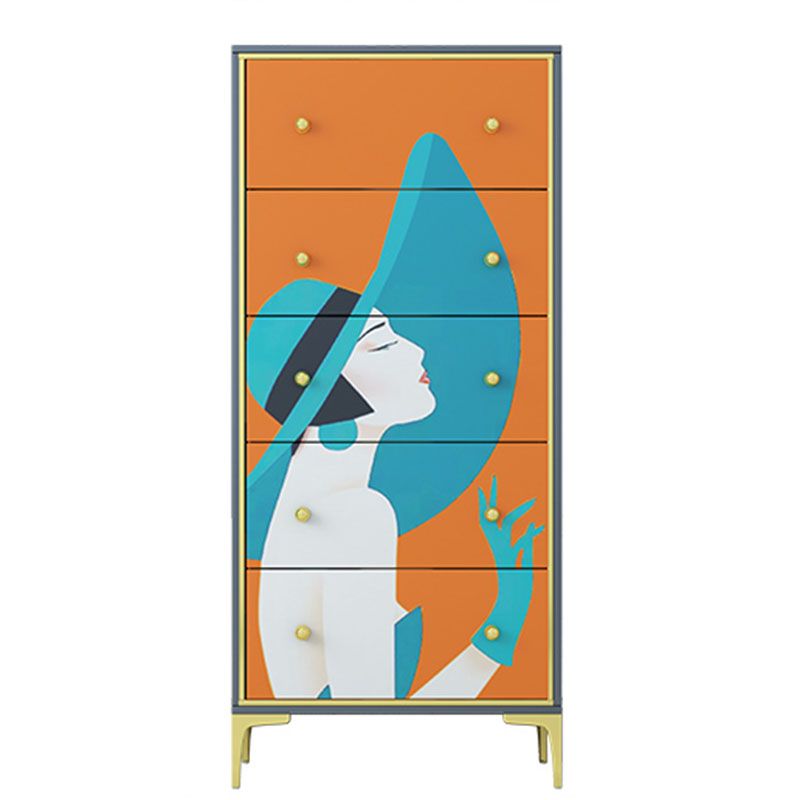 Glam Vertical Storage Chest Wooden Lingerie Chest with Drawers