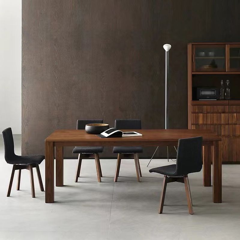 Modern Rectangle Dining Site Table Pine Solid Wood 4 Legs Dining Table in Brown