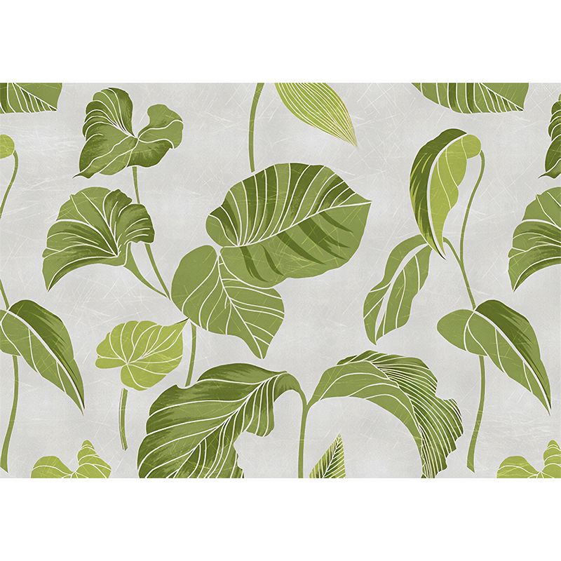 Luxurious Leaf Mural Wallpaper Pastel Green Fresh Wall Covering for Home Decoration