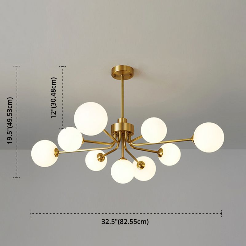 Luce del lampadario a palloncini a palloncino Luci a soffitto a soffitto in vetro a base di latte ultra-contemporanea per soggiorno per soggiorno