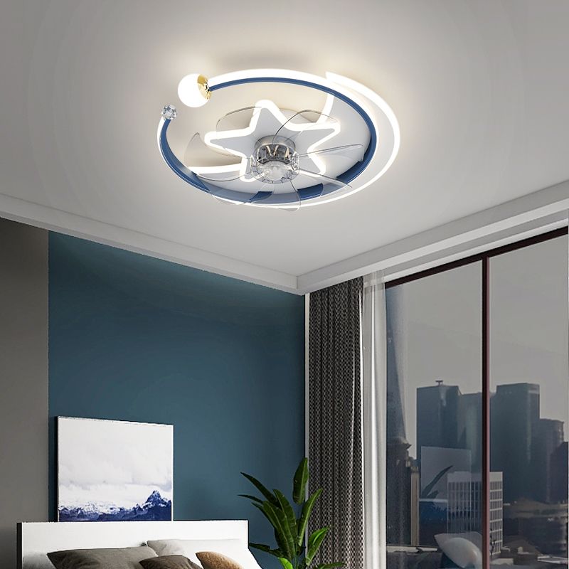 Modern Interior LED Ceiling Fan in 3 - Colors Metal and Acrylic Fan Lighting Fixture