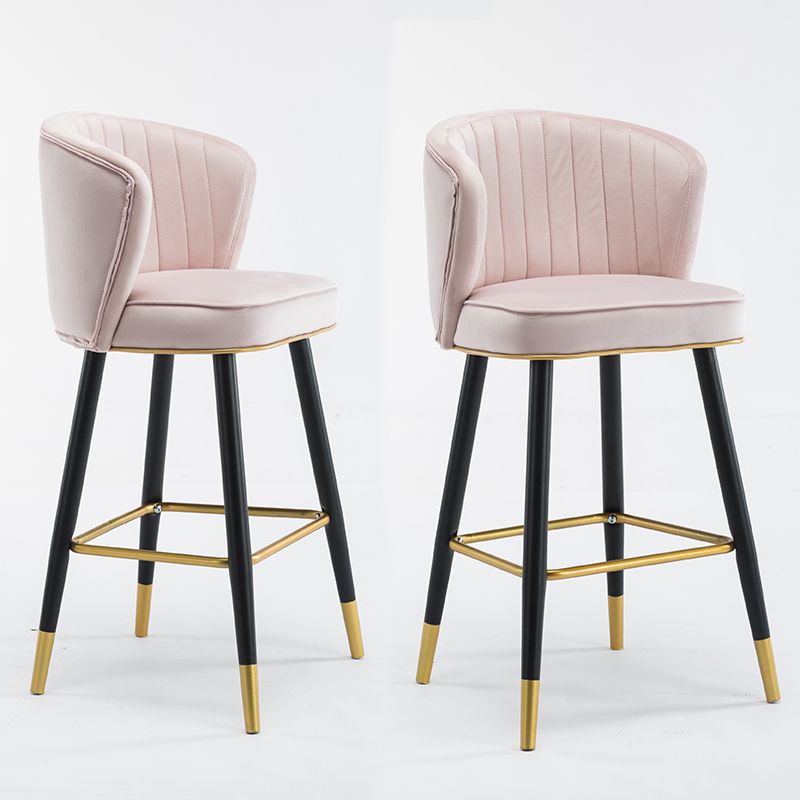 Scandinavian Iron Upholstered Counter Stools Black Low Back Bar Stools with Footrest