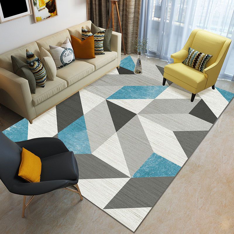Funky Color Blocking Geometric Rug Multi Colored Nordic Rug Polypropylene Non-Slip Backing Pet Friendly Washable Rug for Room
