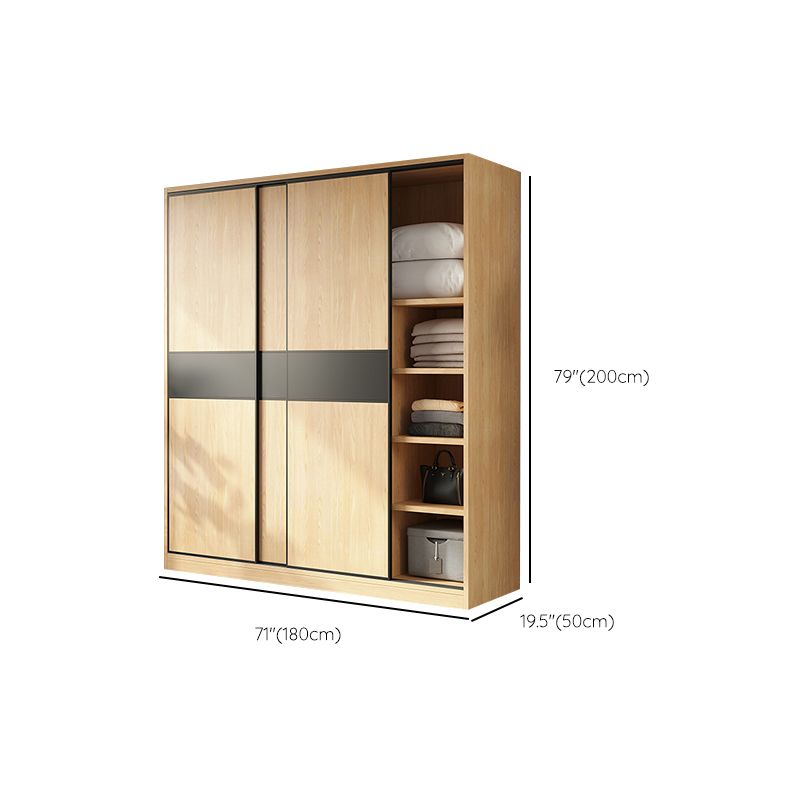 Modern Pine Solid Wood Wardrobe Freestanding Wardrobe with Soft Close Doors