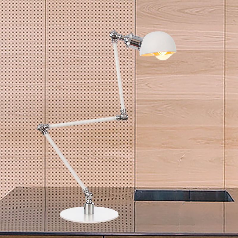 Dome Studeerkamer Leeslamp Metaal 4"/8,5" Breed 1 Licht Industrieel Stijlvolle Bureauverlichting in Wit, 8"+8"/8"+8"+8" Lengte Arm