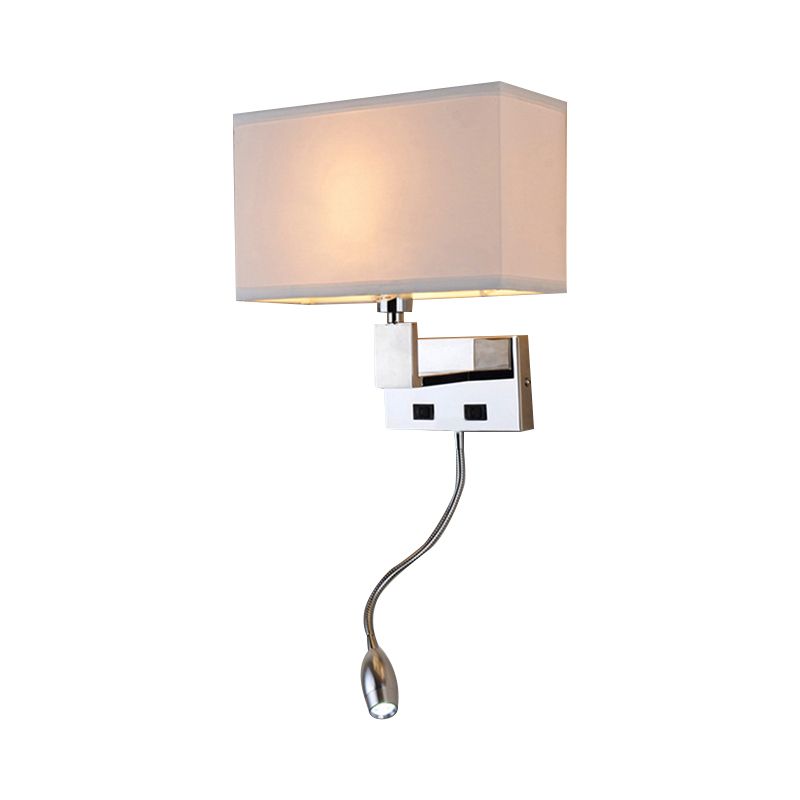 Rechteckige Wandhalterung mit modernem Stoff LED -Wandleuchte in Beige mit Scheinwerfer