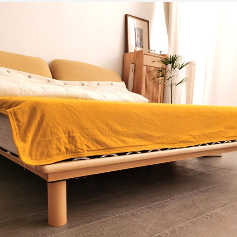 Modern Bed Frame Solid Wood Standard Bed with Custom Gold Legs