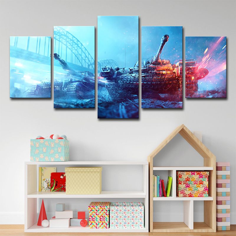 Blue Space Fight Tank Art Print Multi-Piece Fictional Living Room Wall Decoration