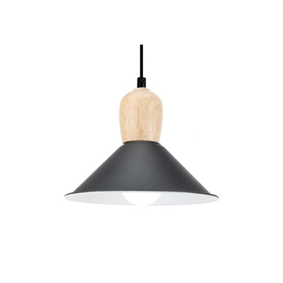 Metallkegelanhänger Licht mit Holzbirnenbasi