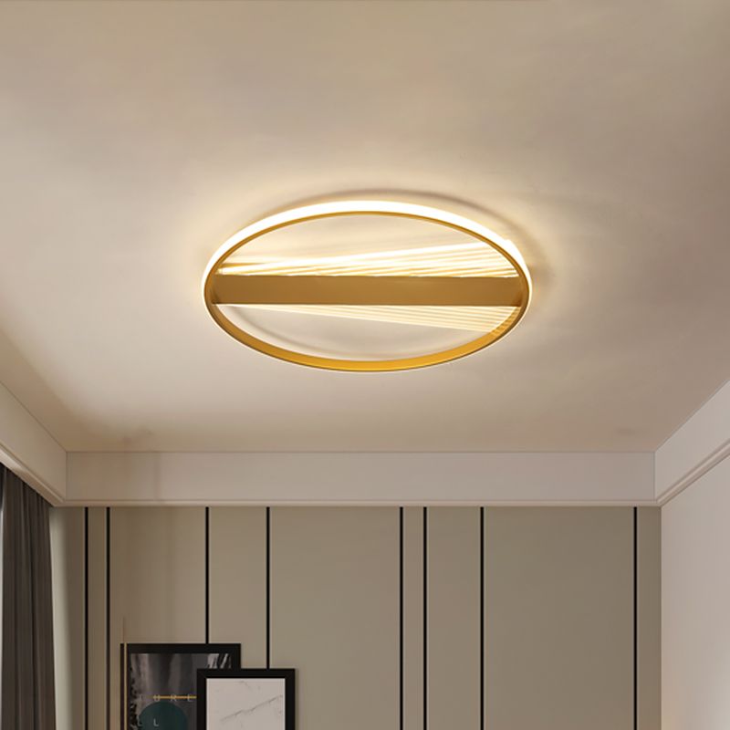 Ring Metal Ceiling Fixture Contemporary 18"/21.5" W LED Gold Flush Mount Lamp for Bedroom