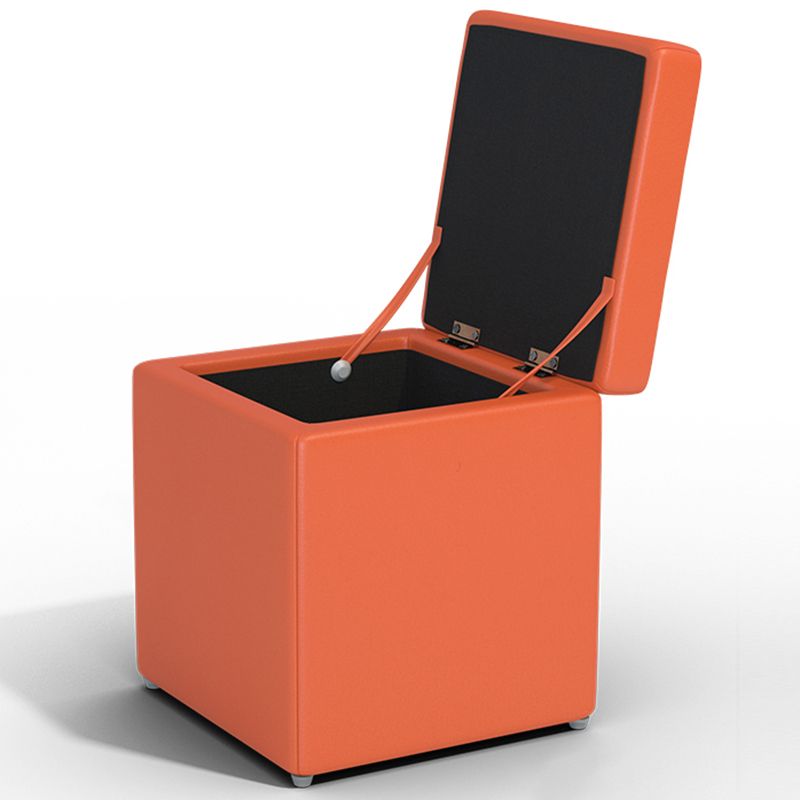 Tufted Mildew Resistant Ottoman Faux Leather Square Mid-Century Modern Cube Ottoman