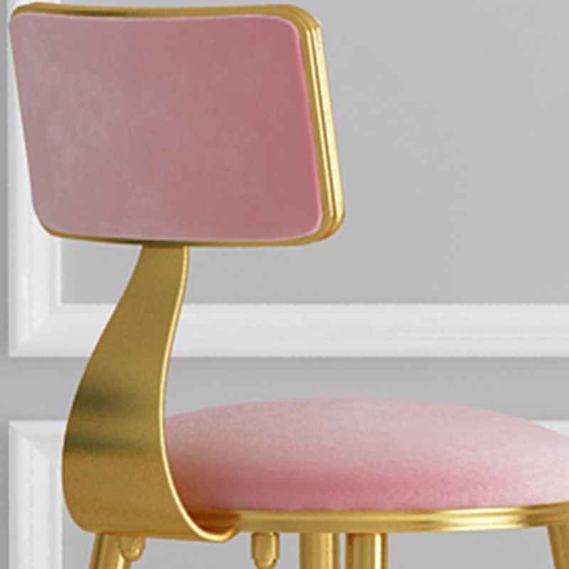 Glam Armless Backrest Counter Stool Iron Cafe Bar Stool with Pedal and Velvet Cushion