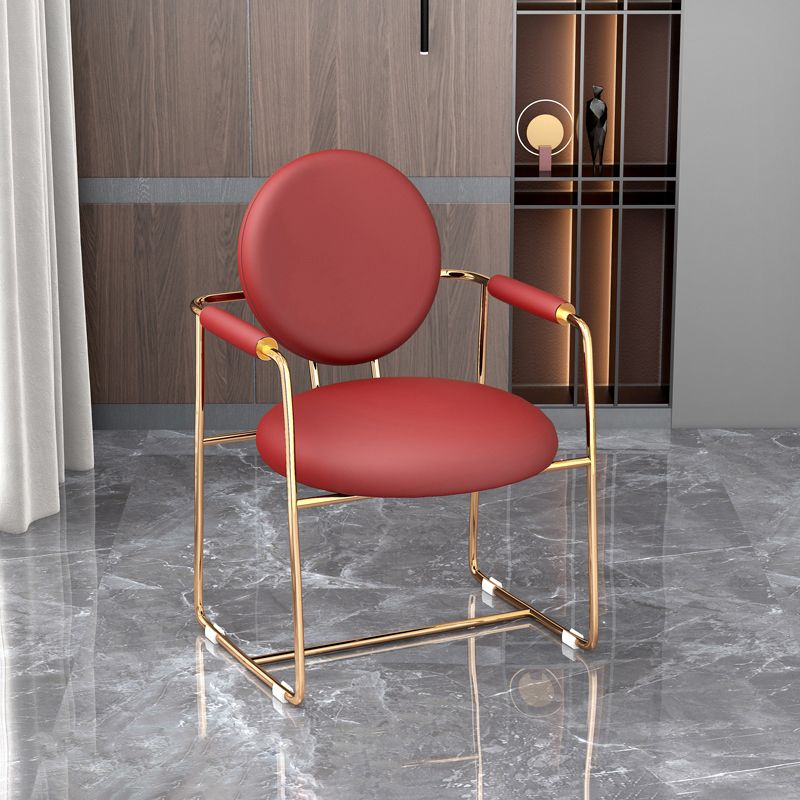 Scandinavian Style Upholstered Arm Side Chairs Open Back Dining Side Chairs (Set of 2)