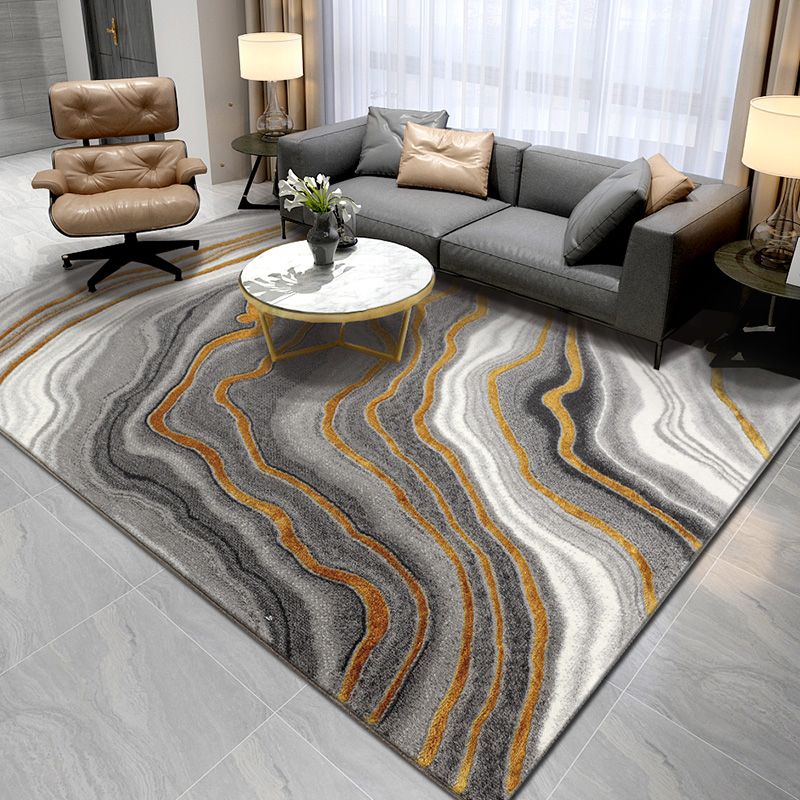 Nordic Bedroom Rug Multi Colored Abstract Pattern Area Carpet Polypropylene Easy Care Washable Rug