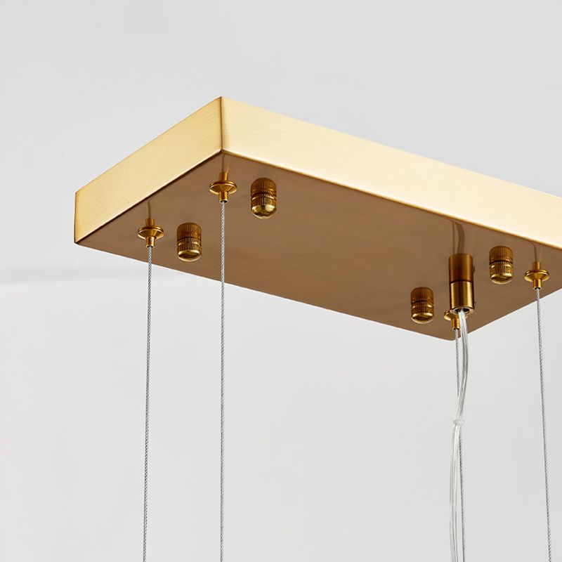 5 Light Island Lighting Modern Style Rectangular Shape Glass Hanging Light Fixtures