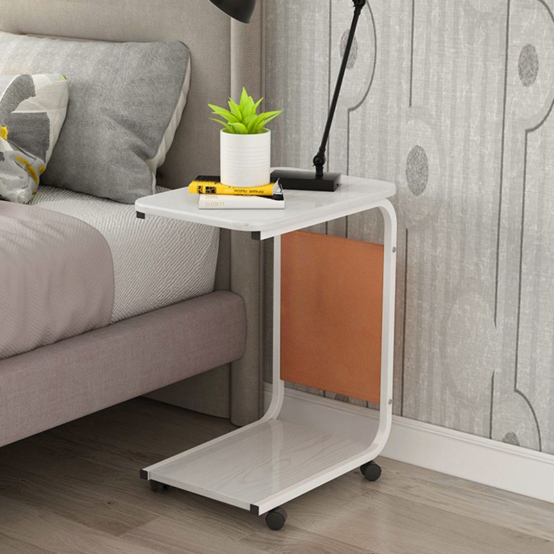 Modern Wood Corner Table Side Rectangular End Table with Storage