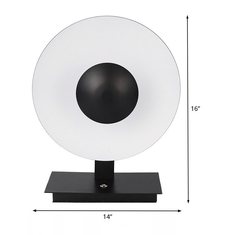 Iluminación de tareas redondas de metal Ligero de lectura LED contemporánea en negro para la cama