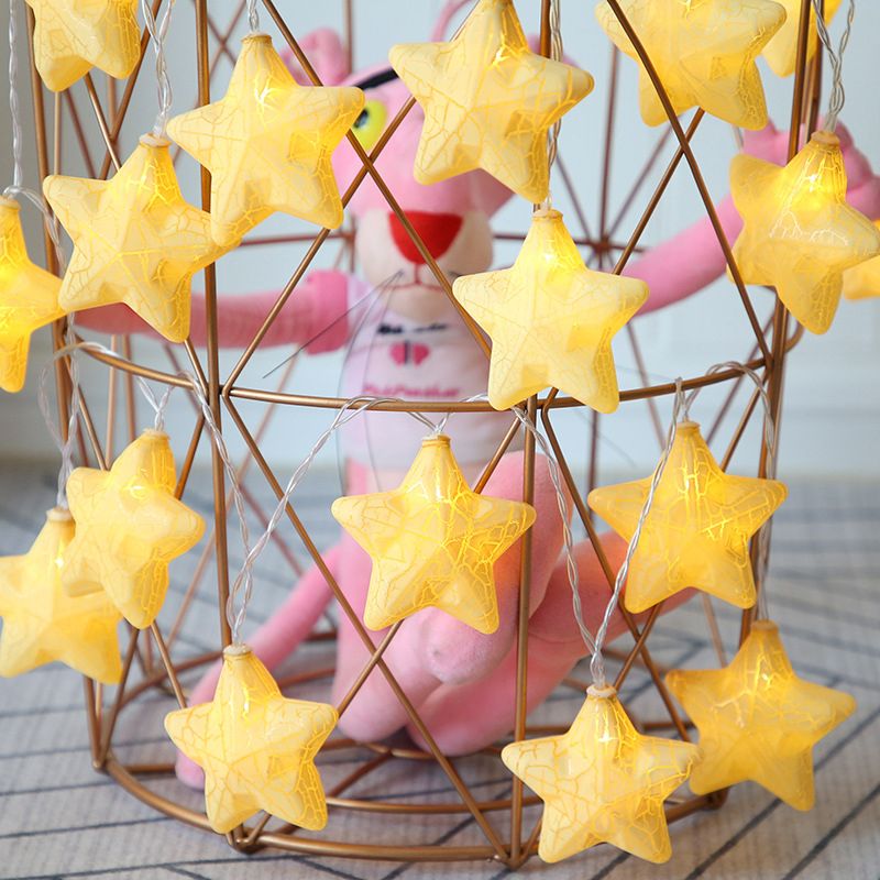 Pentagram LED String Light Modern Plastic 20/40 Heads Restaurant Christmas Lamp in Yellow/Blue-Pink-Yellow, 3/6 M