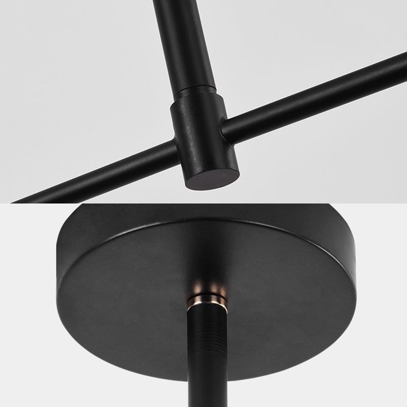 Postmodern 3-Arm Chandelier Metallic 12-Bulb Living Room Hanging Lamp with Shadeless Design