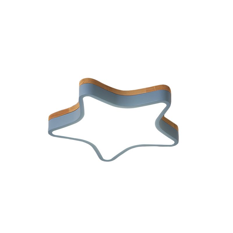 Luz de techo LED de dibujos animados de luz de techo empotrada de estrella de madera acrílica para habitación de jardín de infantes