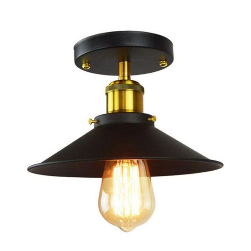 8,5 "breitem industriellem Stil Flush Mount -Lampe Einer Glühbirnen Schmiedeeisen -Schatten Deckenleuchte