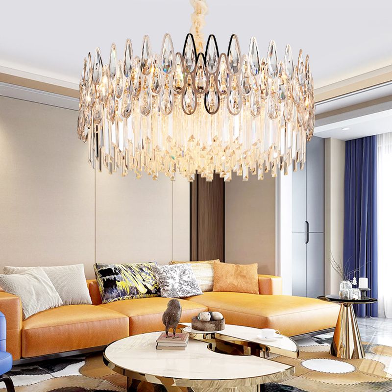 Iluminación de lámpara de lámpara moderna luz de cristal transparente para sala de estar