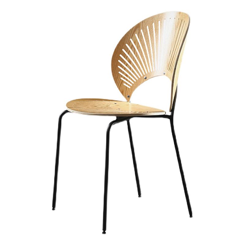 Nordic Style Metal Armless Dining Chairs Open Back Dining Side Chair for Home Use