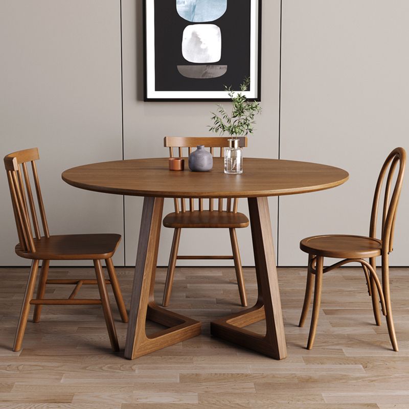 Modern Style Dinette Set 1/2/4/5 Pcs Round Solid Wood Dinette Table with Dining Chair