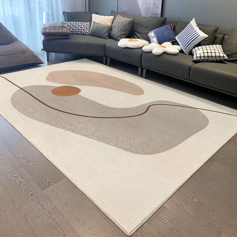 Minimalistischer Farbblock-Teppich, aprikosenfarbener Polyester-Teppich, rutschfester Teppich für die Heimdekoration