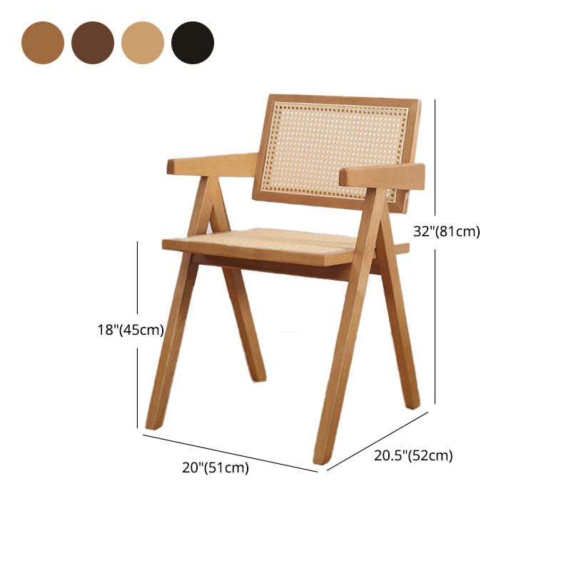 Nordic Style Arm Chair Wood Open Back Dining Side Chair for Dining Room