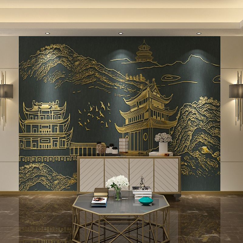 Chinese Construction Wall Decor for Bedroom Classic Wall Mural, Personalized Size Available
