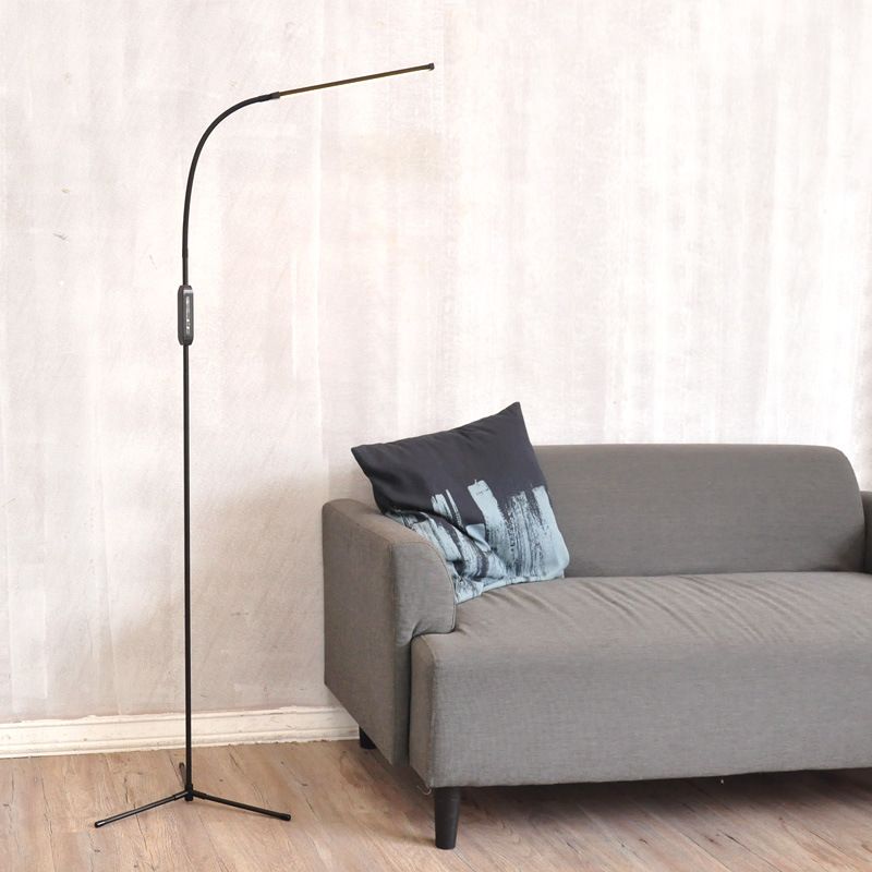 1 Light Linear Floor Lamps Modernism Metal Standard Lamps in Black for Living Room