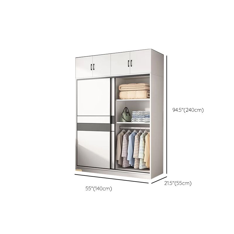Engineered Wood Wardrobe Armoire White Wardrobe Cabinet with Soft Close Doors
