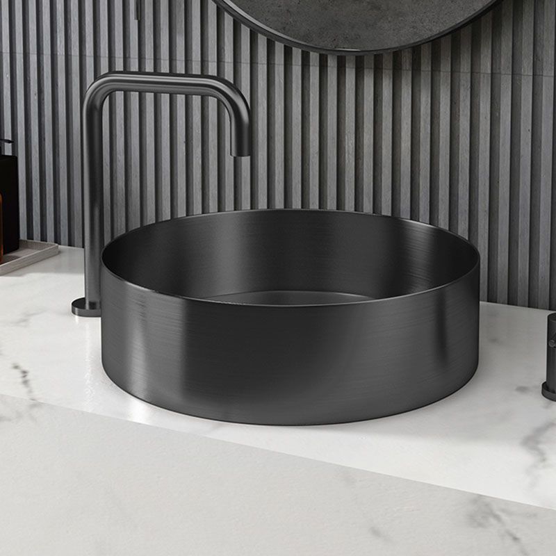 Metal Trough Sink Solid Color Bathroom Sink with Pop-Up Drain