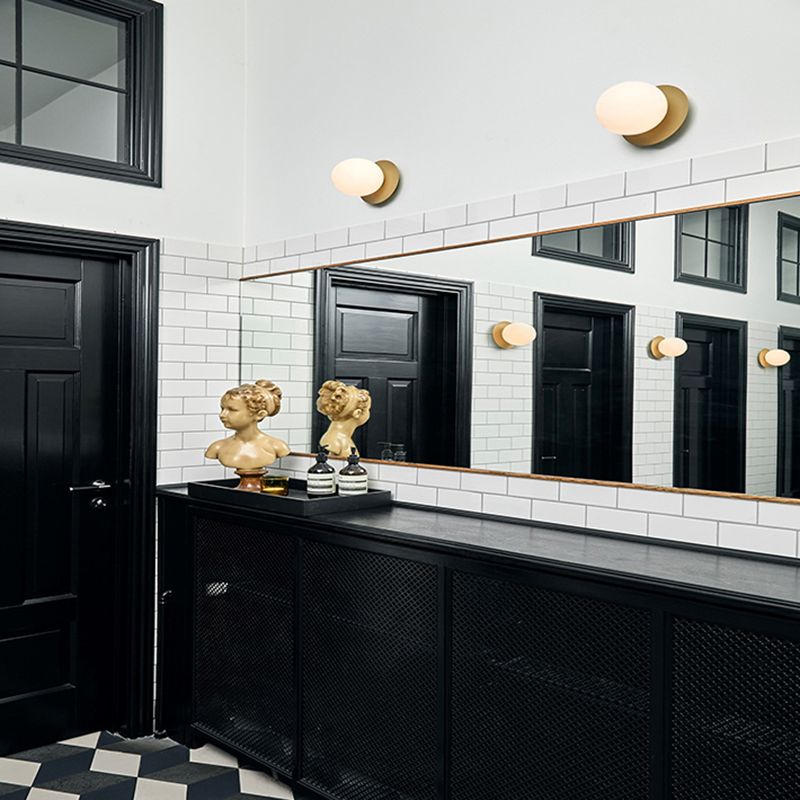 Traditional Globe Bath Sconce Iron & Glass Bathroom Vanity Lighting in Black / Gold