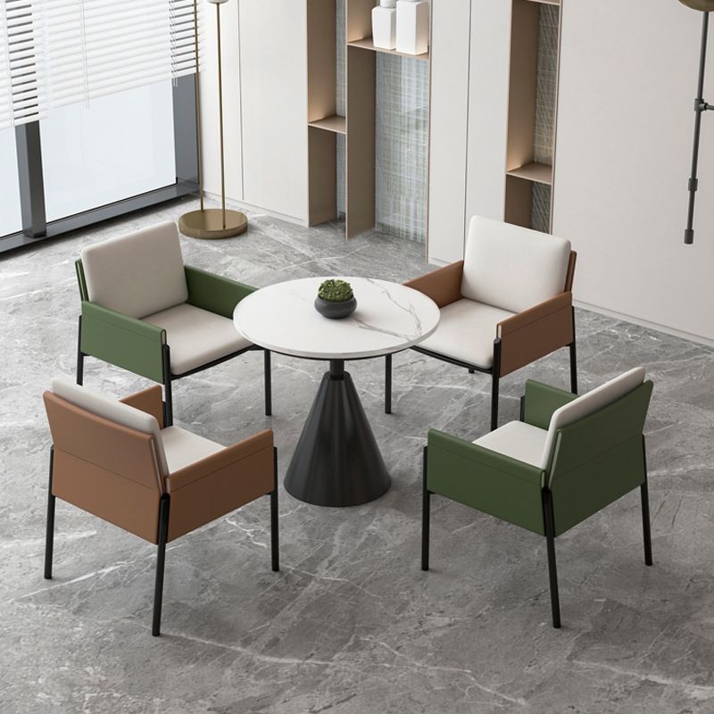 Glam Dining Table Set with Arm Chairs 1/2/3/4/5 Pcs Round Dining Set for Home