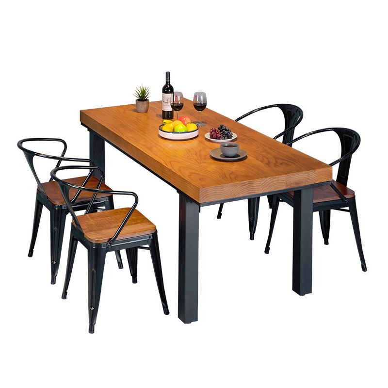 Industrial Pine Wood Table Rectangle 4 Legs Base Dining Table for Kitchen