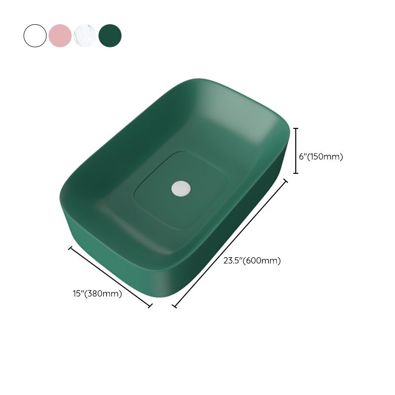 Modern Bathroom Sink Pop-Up Drain Porcelain Solid Color Sink (Faucet Not Included)