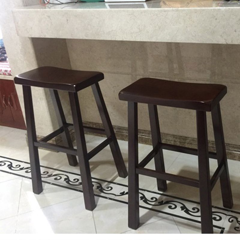 Modern Indoor Solid Wood Counter & Bar Stool Saddle Seat Backless Bar Stool