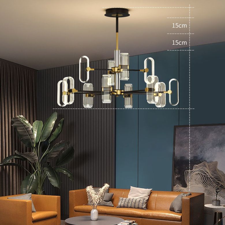 Black Metal Ceiling Hung Fixtures Minimalism LED Sputnik Pendant Lighting