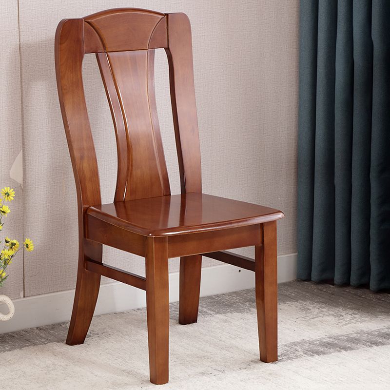 Chaise de salle à manger traditionnelle en bois massif, chaise latérale à dossier à lattes pour la maison