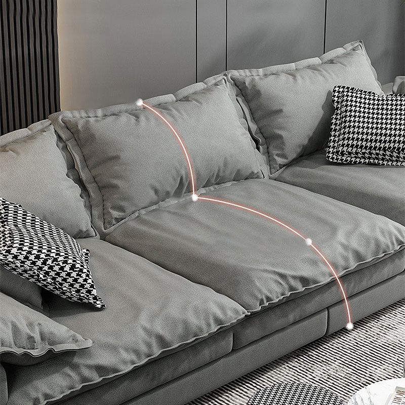 Stain Resistant Sofa Couch Square Arm Sofa Set with Pillows in Grey