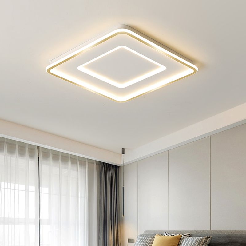 Extra Thin Star/Square/Triangle Flush Light Contemporary Metal Polished Gold LED Ceiling Mount Lamp for Baby Room